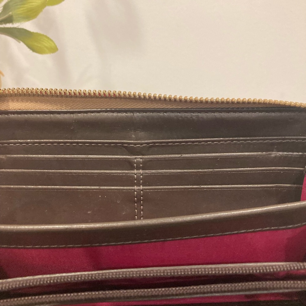 Coach Tattersall Zip Around Wallet (Plaid/Tartan} Cream Gold Trim Large Wallet - Picture 8 of 9
